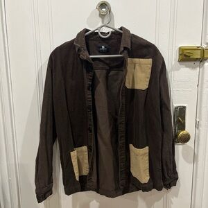 Standard Issue Unisex Brown Corduroy Shirt with Cream Pocket